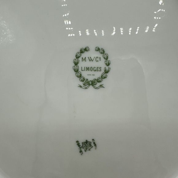 Antique Limoges Plate 9.25” Gold Trim France 12-sided Embossed Scroll - Picture 12 of 14